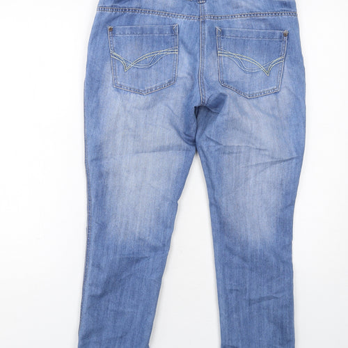 NEXT Womens Blue Cotton Cropped Jeans Size 10 Regular Zip