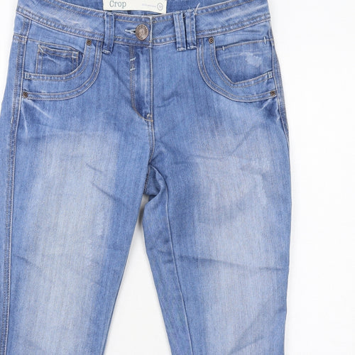 NEXT Womens Blue Cotton Cropped Jeans Size 10 Regular Zip
