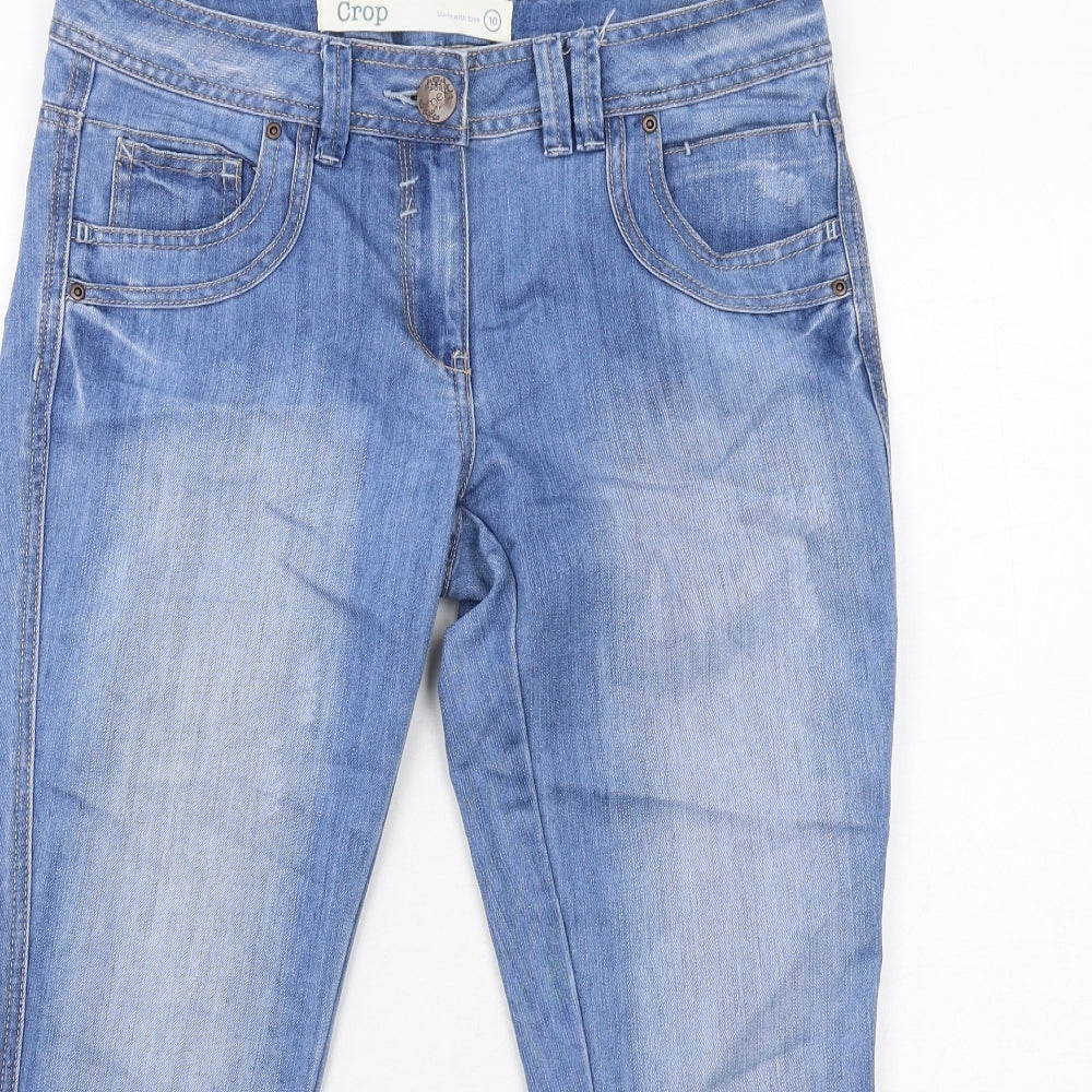 NEXT Womens Blue Cotton Cropped Jeans Size 10 Regular Zip