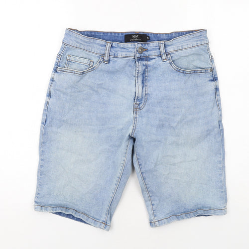 NEXT Mens Blue Cotton Bermuda Shorts Size 32 in Regular Zip