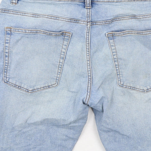 NEXT Mens Blue Cotton Bermuda Shorts Size 32 in Regular Zip