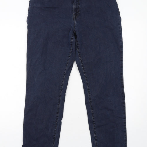 BRAX Womens Blue Cotton Straight Jeans Size 18 Regular Zip