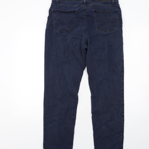 BRAX Womens Blue Cotton Straight Jeans Size 18 Regular Zip