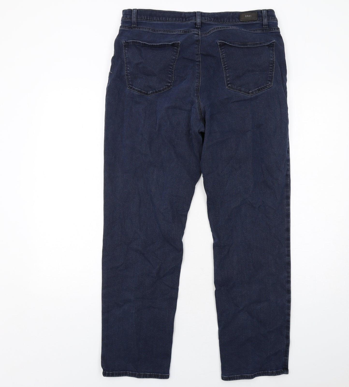 BRAX Womens Blue Cotton Straight Jeans Size 18 Regular Zip