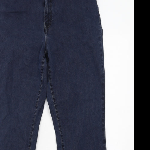 BRAX Womens Blue Cotton Straight Jeans Size 18 Regular Zip