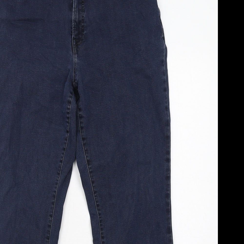 BRAX Womens Blue Cotton Straight Jeans Size 18 Regular Zip