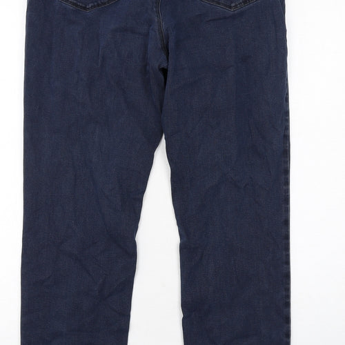 BRAX Womens Blue Cotton Straight Jeans Size 18 Regular Zip