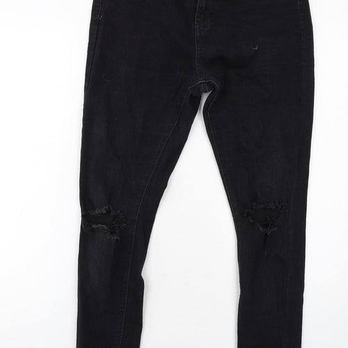 Boohoo Womens Black Cotton Skinny Jeans Size 10 Regular Zip