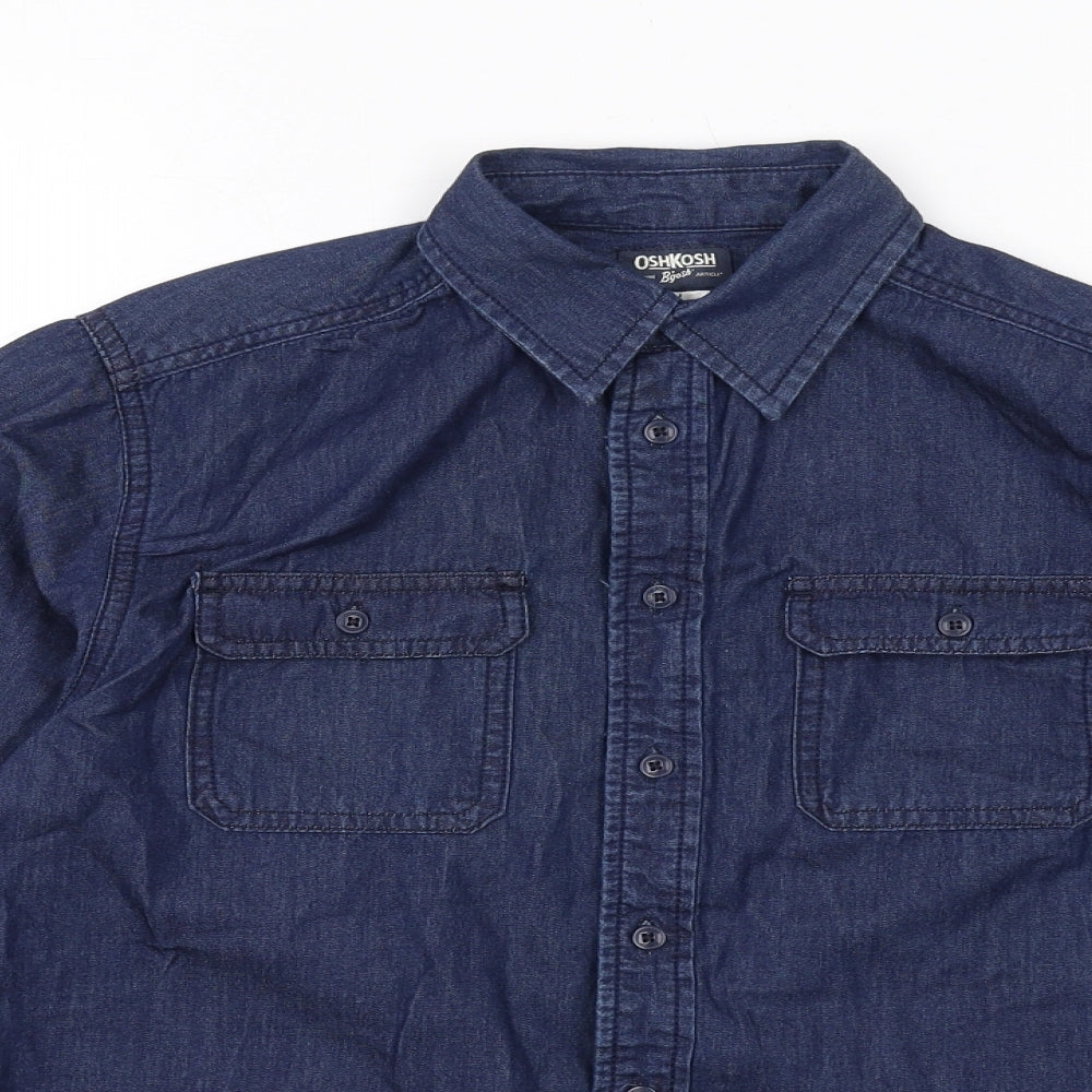OshKosh Womens Blue Cotton Basic Button-Up Size 12 Collared