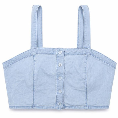 New Look Womens Blue Cotton Cropped Tank Size 10 Square Neck