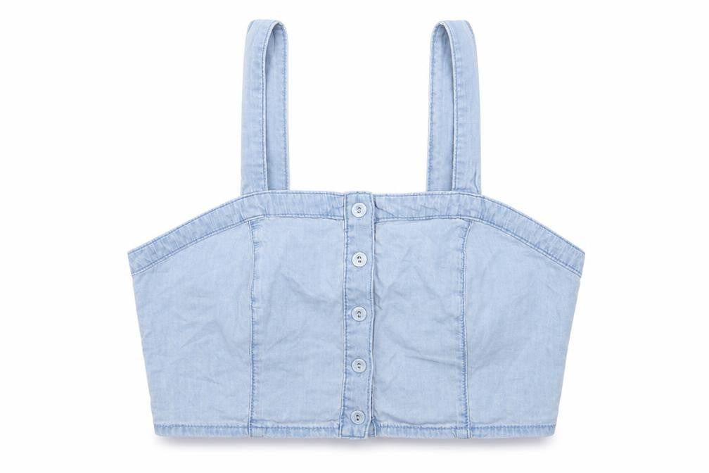 New Look Womens Blue Cotton Cropped Tank Size 10 Square Neck