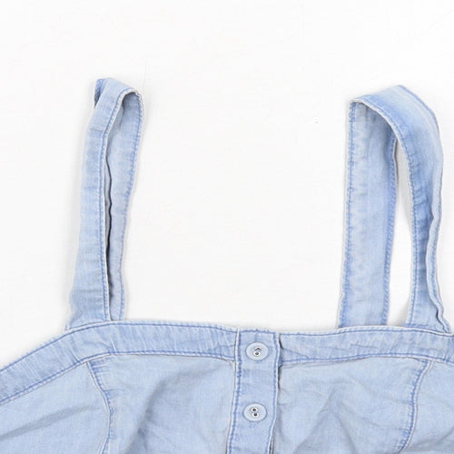 New Look Womens Blue Cotton Cropped Tank Size 10 Square Neck