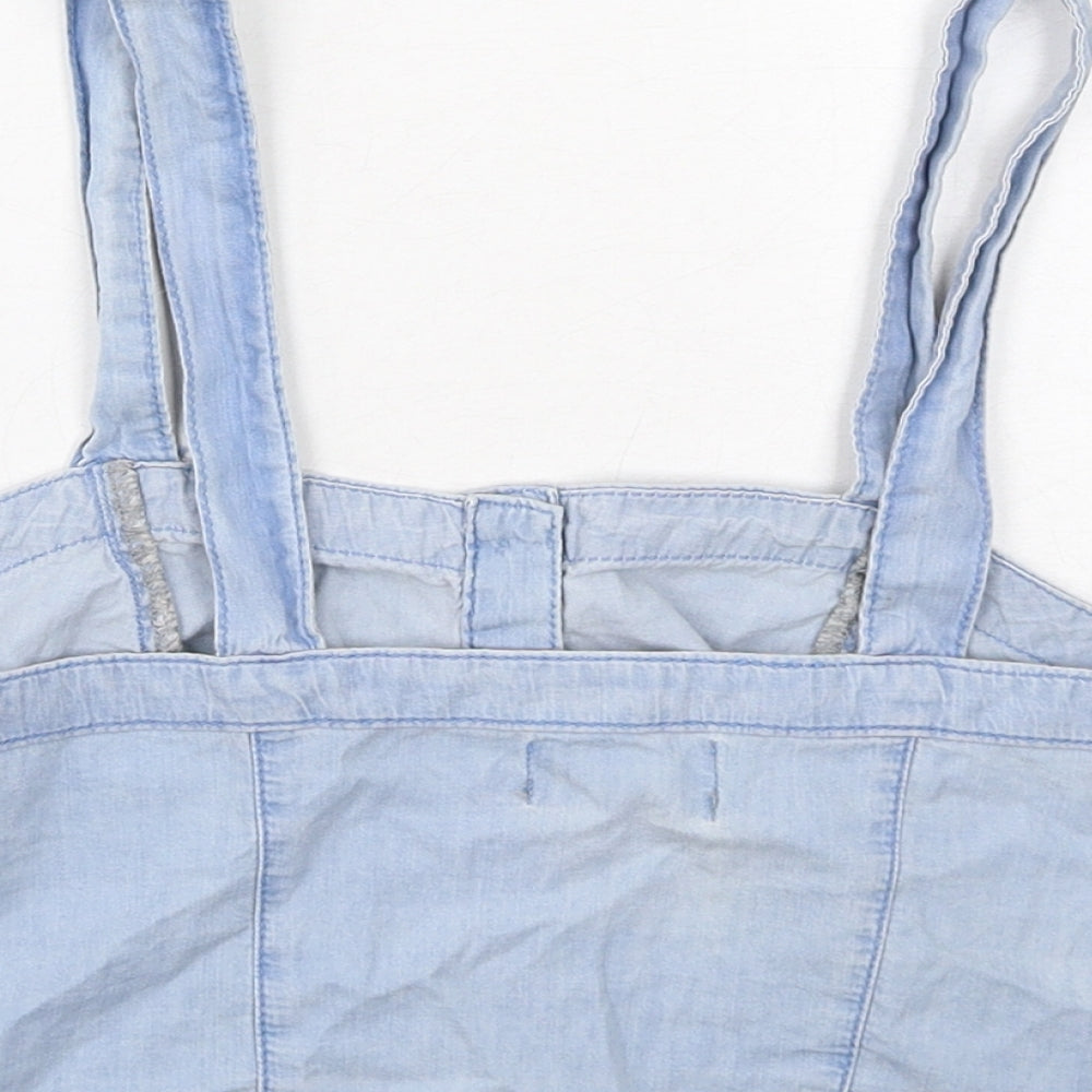 New Look Womens Blue Cotton Cropped Tank Size 10 Square Neck