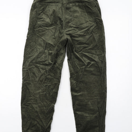 Per Una Womens Green Cotton Carrot Trousers Size 8 Regular Zip