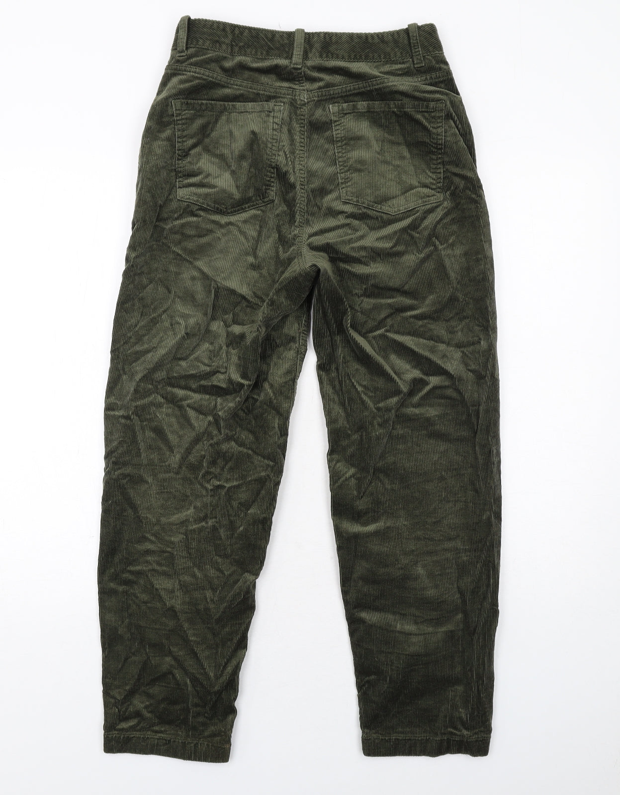 Per Una Womens Green Cotton Carrot Trousers Size 8 Regular Zip