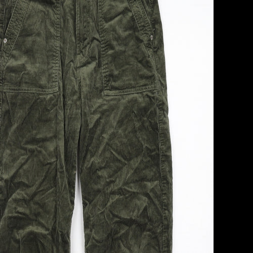 Per Una Womens Green Cotton Carrot Trousers Size 8 Regular Zip