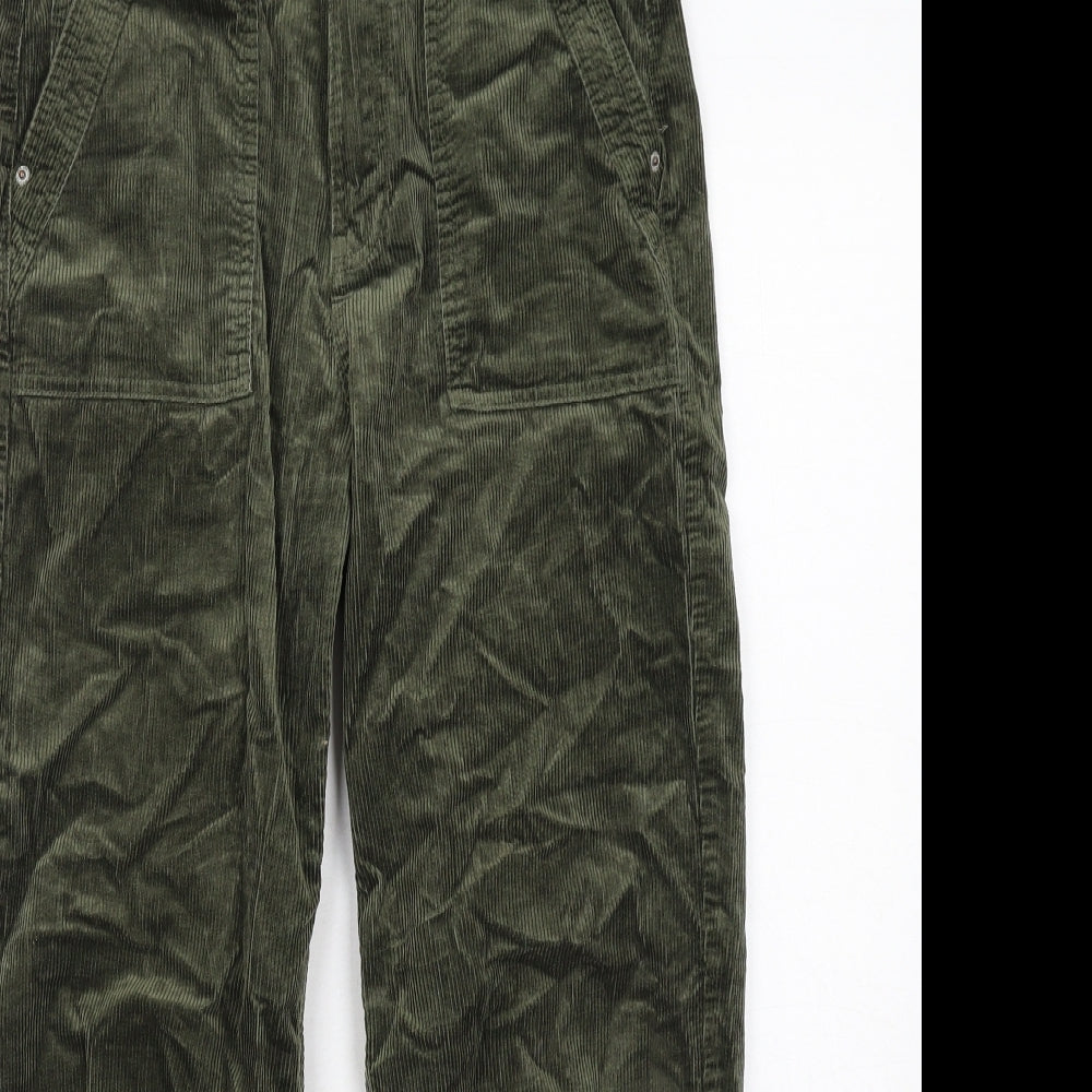 Per Una Womens Green Cotton Carrot Trousers Size 8 Regular Zip