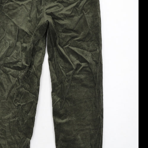 Per Una Womens Green Cotton Carrot Trousers Size 8 Regular Zip