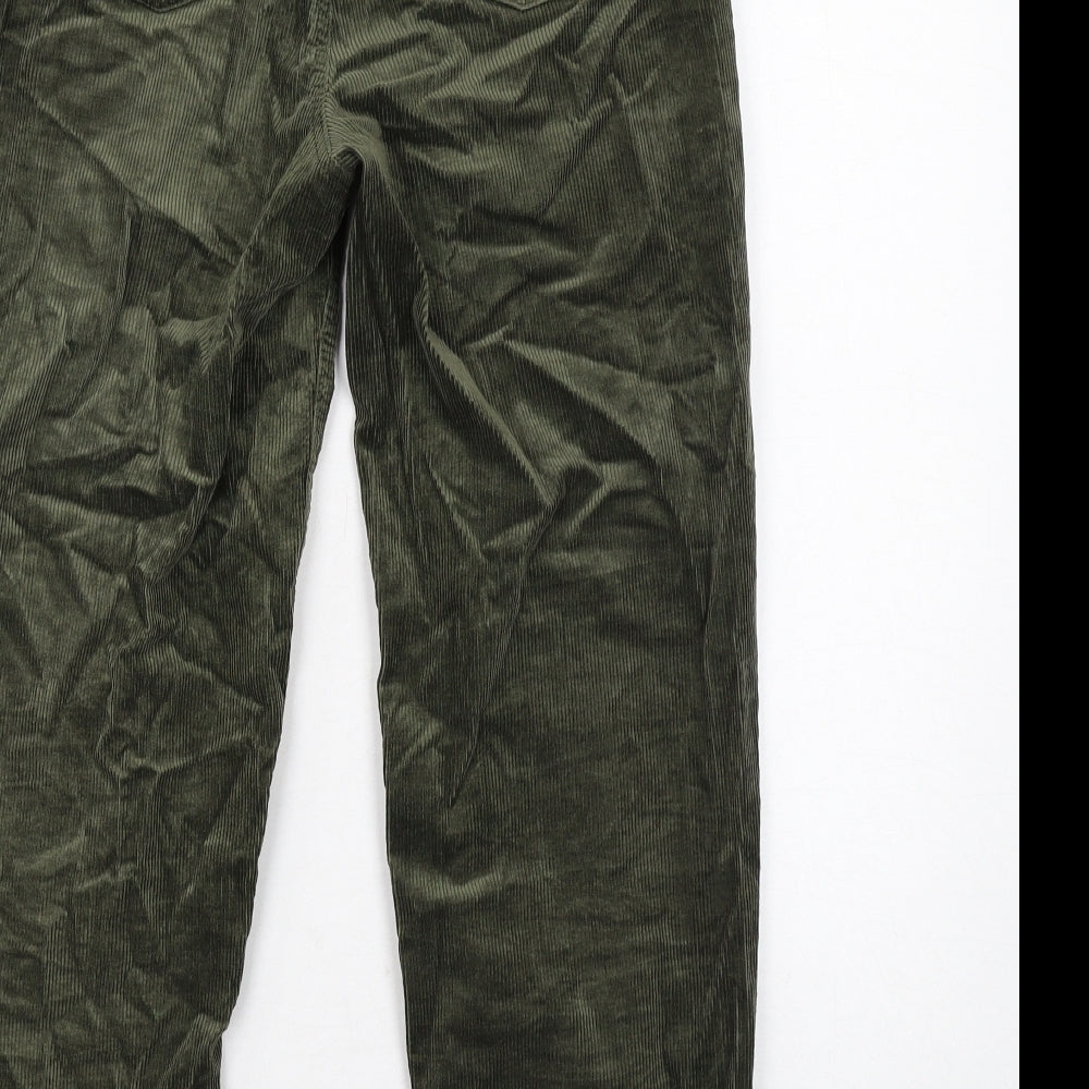 Per Una Womens Green Cotton Carrot Trousers Size 8 Regular Zip