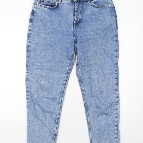 Hush Womens Blue Cotton Tapered Jeans Size 12 Regular Zip