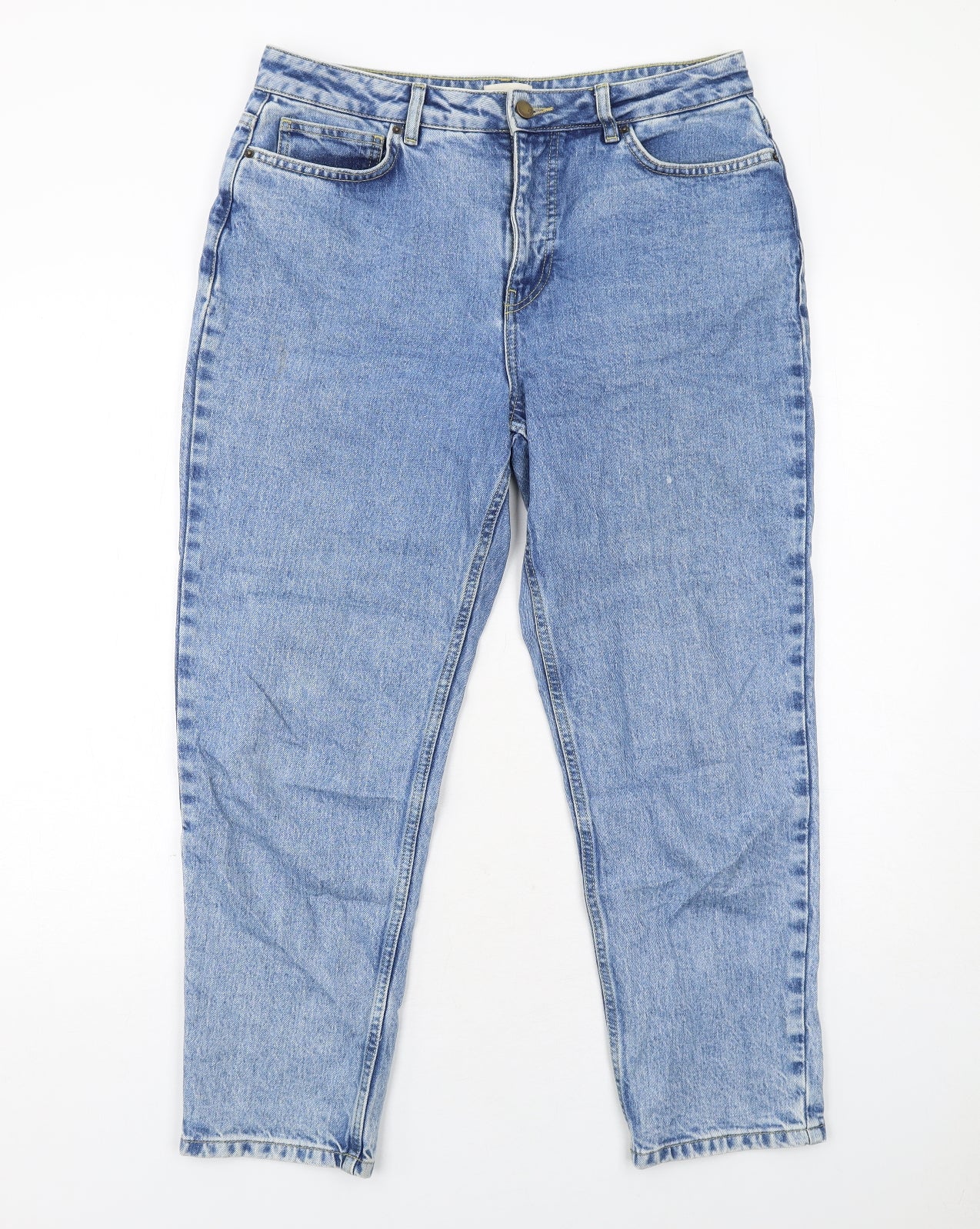 Hush Womens Blue Cotton Tapered Jeans Size 12 Regular Zip