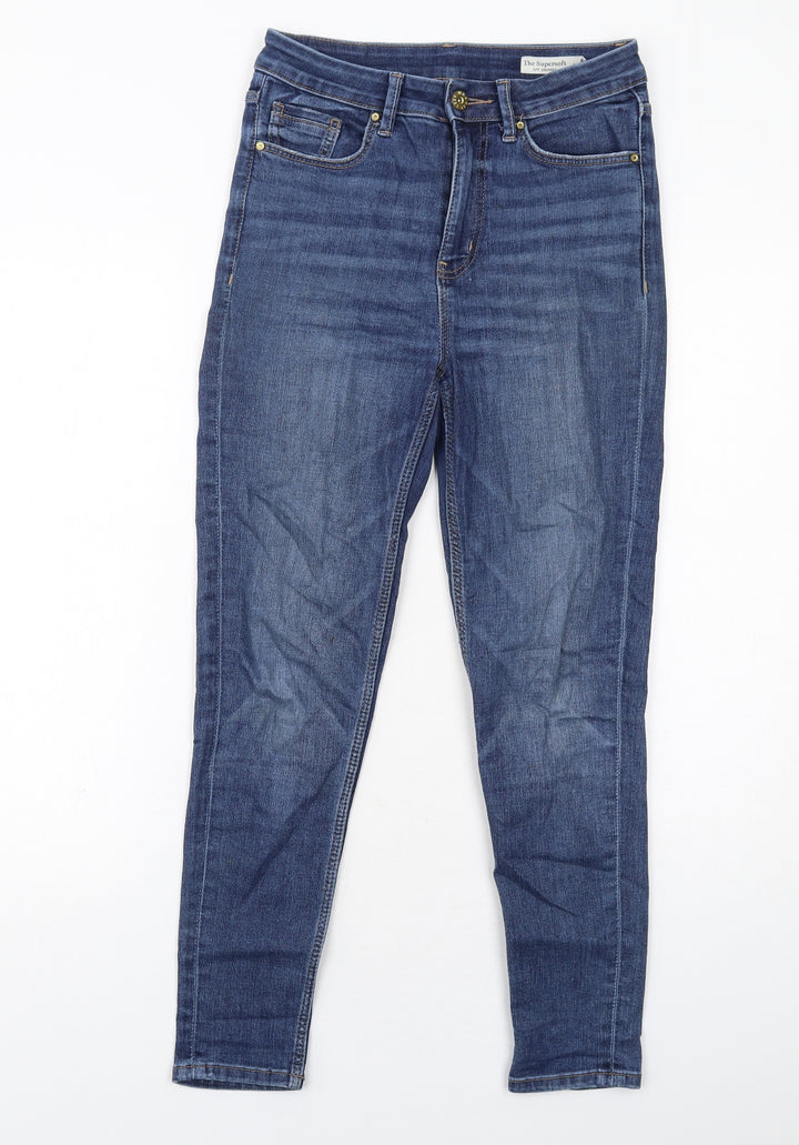 Marks and Spencer Womens Blue Cotton Skinny Jeans Size 8 Regular Zip