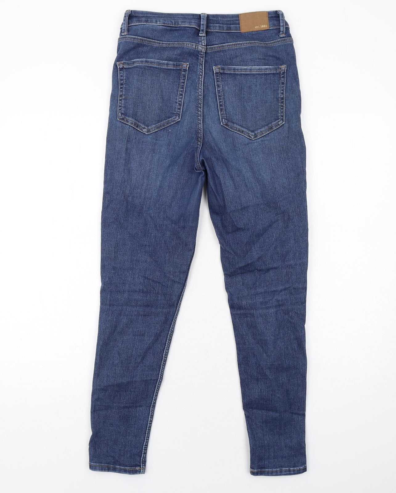 Marks and Spencer Womens Blue Cotton Skinny Jeans Size 8 Regular Zip