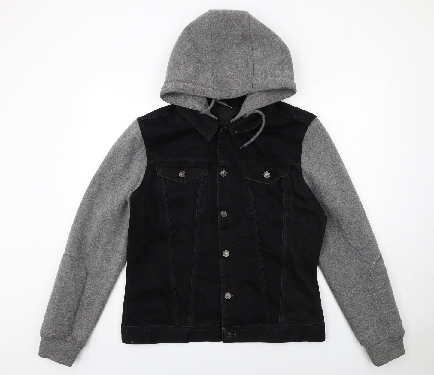 River Island Mens Black Jacket Size L Button