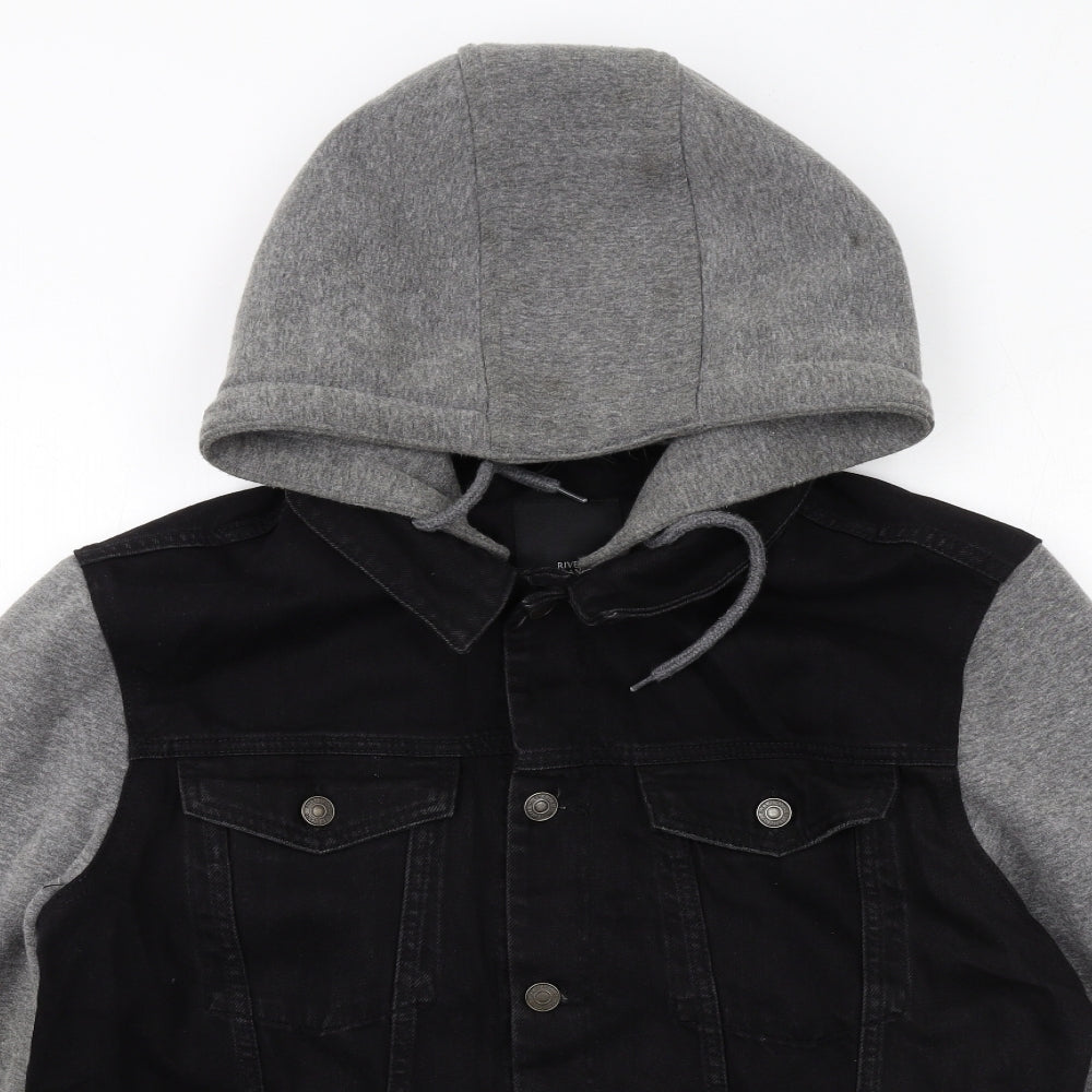 River Island Mens Black Jacket Size L Button