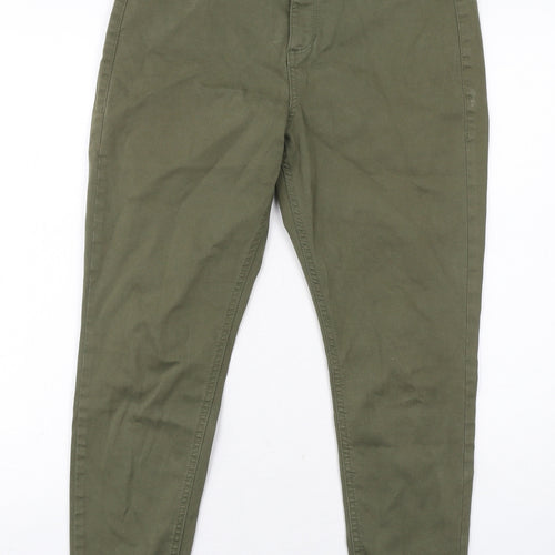 Marks and Spencer Womens Green Cotton Skinny Jeans Size 14 Regular Zip