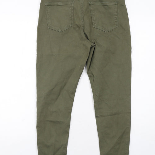 Marks and Spencer Womens Green Cotton Skinny Jeans Size 14 Regular Zip