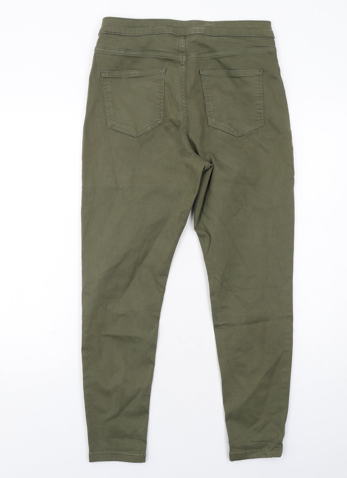 Marks and Spencer Womens Green Cotton Skinny Jeans Size 14 Regular Zip