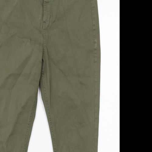 Marks and Spencer Womens Green Cotton Skinny Jeans Size 14 Regular Zip