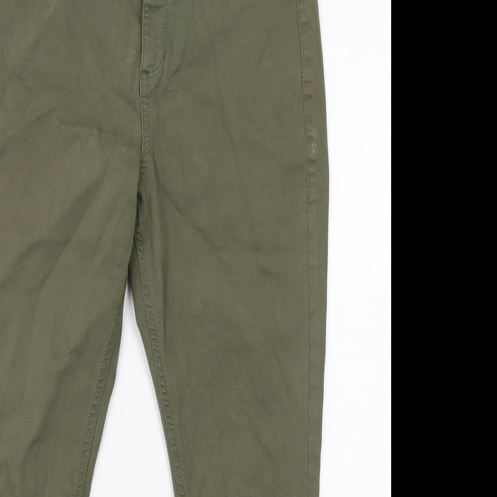 Marks and Spencer Womens Green Cotton Skinny Jeans Size 14 Regular Zip