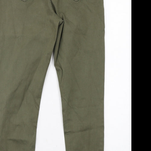 Marks and Spencer Womens Green Cotton Skinny Jeans Size 14 Regular Zip