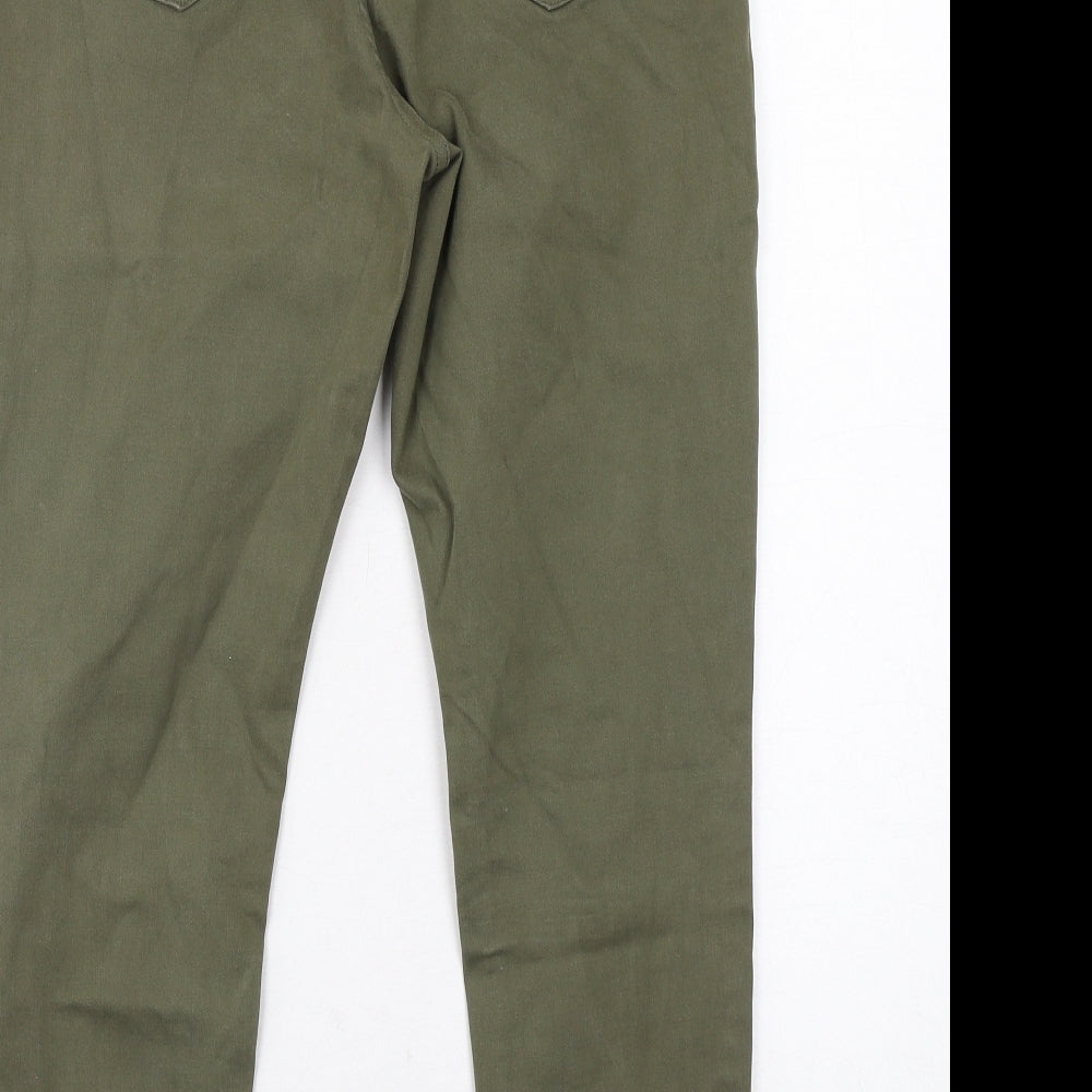 Marks and Spencer Womens Green Cotton Skinny Jeans Size 14 Regular Zip