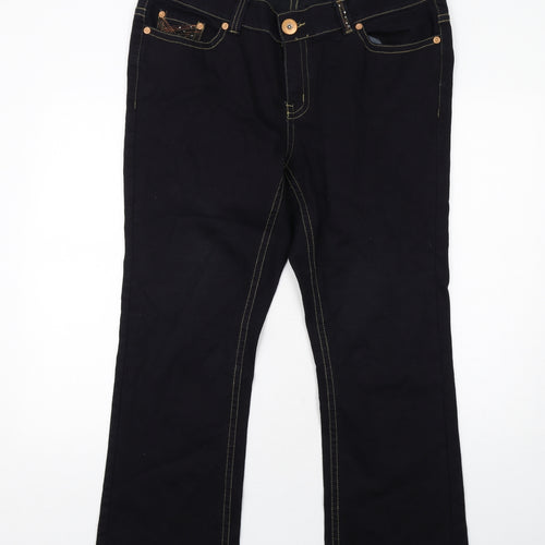 Evans Womens Blue Cotton Straight Jeans Size 20 Regular Zip