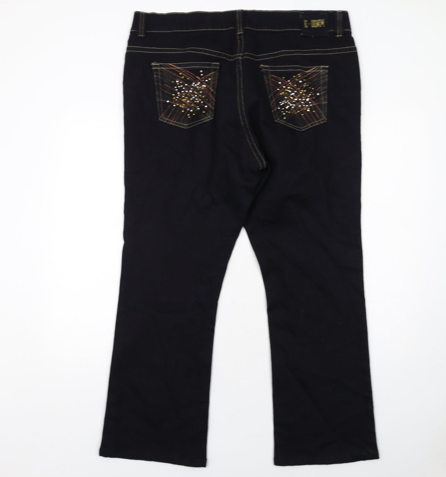 Evans Womens Blue Cotton Straight Jeans Size 20 Regular Zip