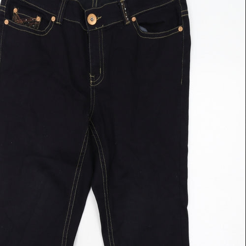 Evans Womens Blue Cotton Straight Jeans Size 20 Regular Zip