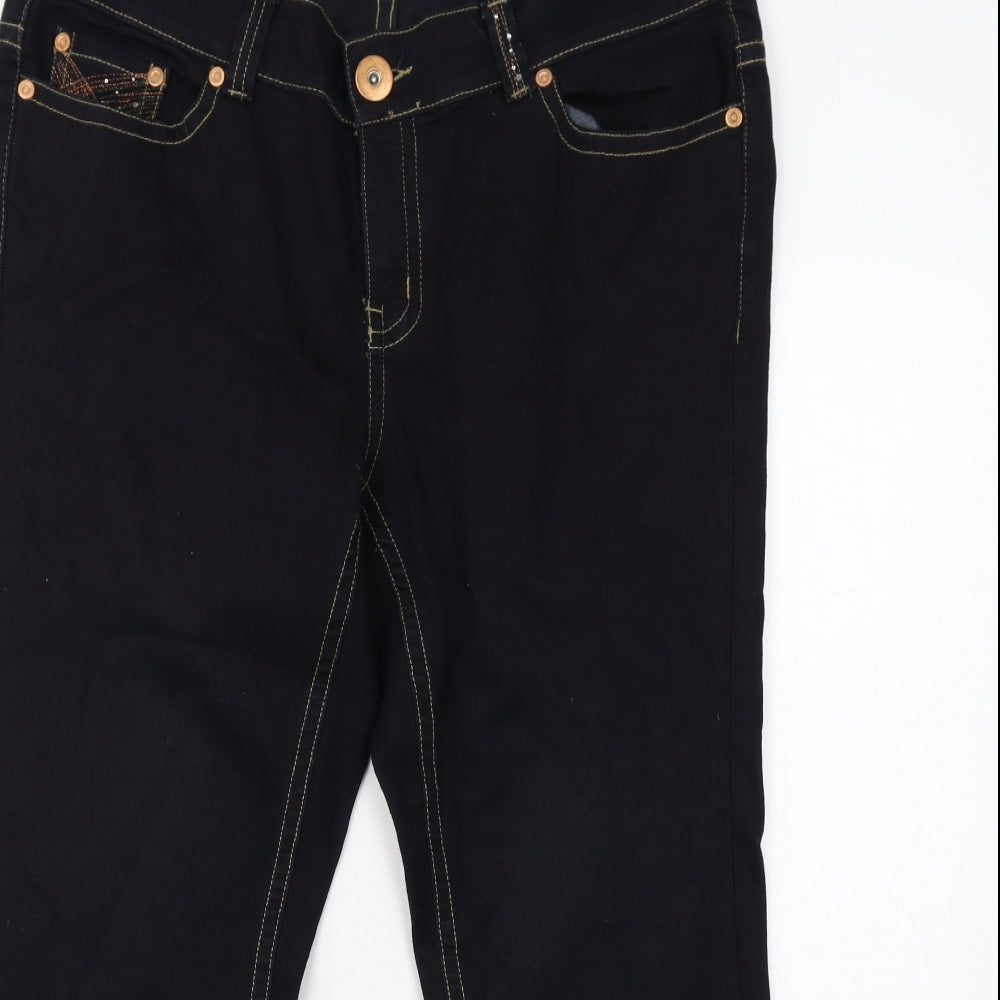 Evans Womens Blue Cotton Straight Jeans Size 20 Regular Zip
