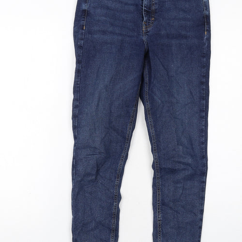 Topshop Womens Blue Cotton Skinny Jeans Size 10 L34 in Regular Zip