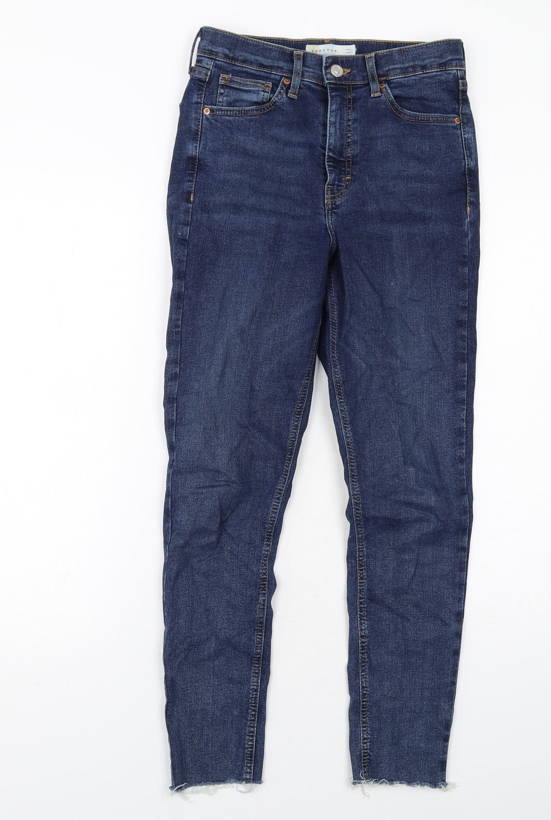 Topshop Womens Blue Cotton Skinny Jeans Size 10 L34 in Regular Zip