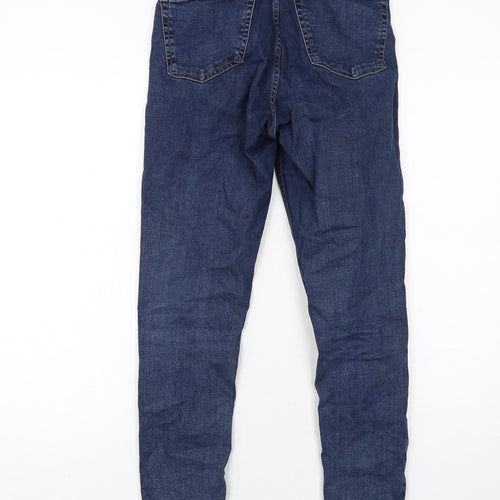 Topshop Womens Blue Cotton Skinny Jeans Size 10 L34 in Regular Zip