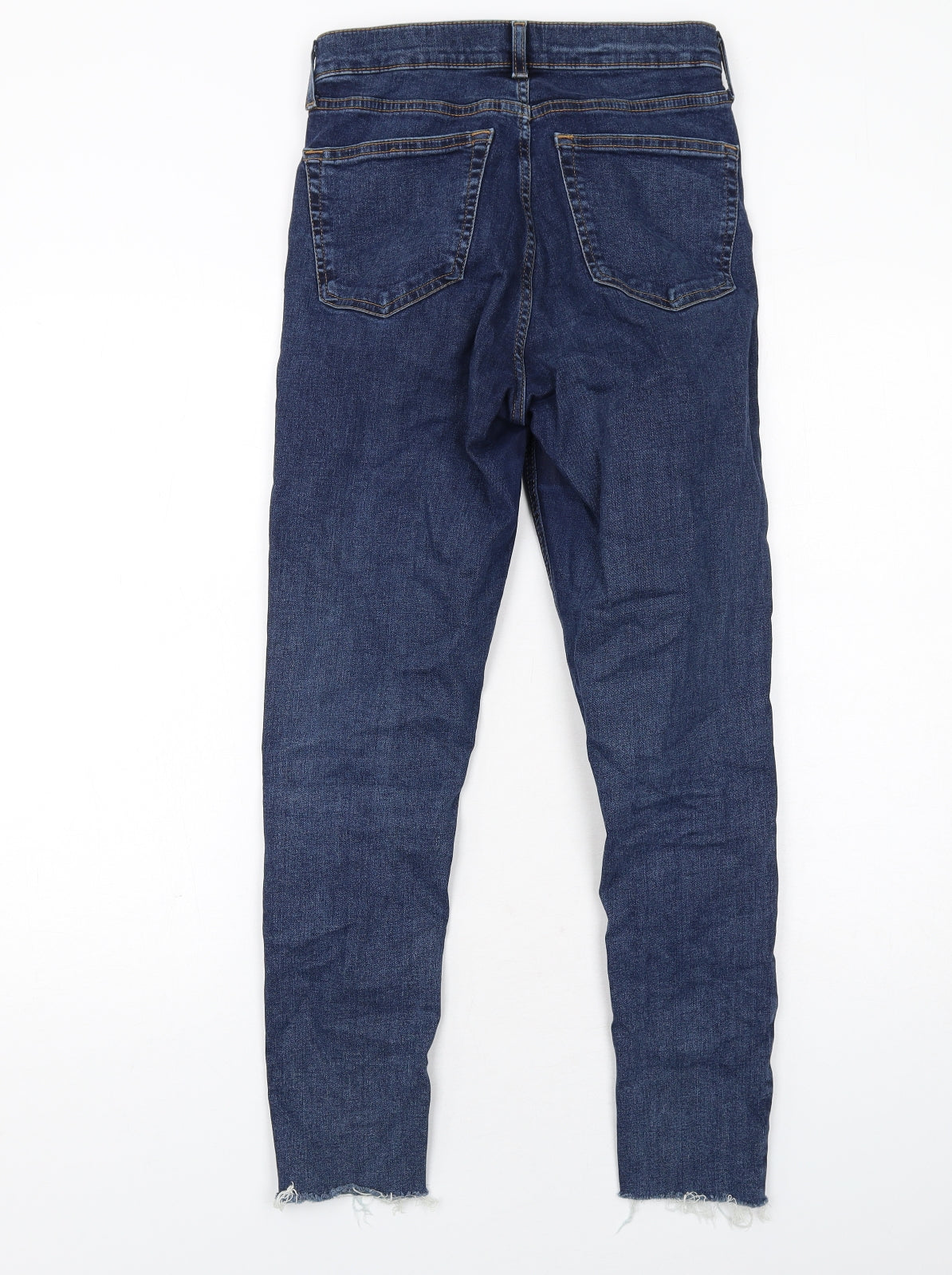 Topshop Womens Blue Cotton Skinny Jeans Size 10 L34 in Regular Zip