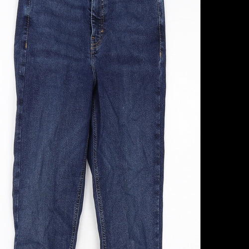 Topshop Womens Blue Cotton Skinny Jeans Size 10 L34 in Regular Zip