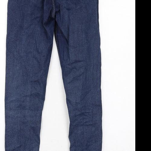 Topshop Womens Blue Cotton Skinny Jeans Size 10 L34 in Regular Zip