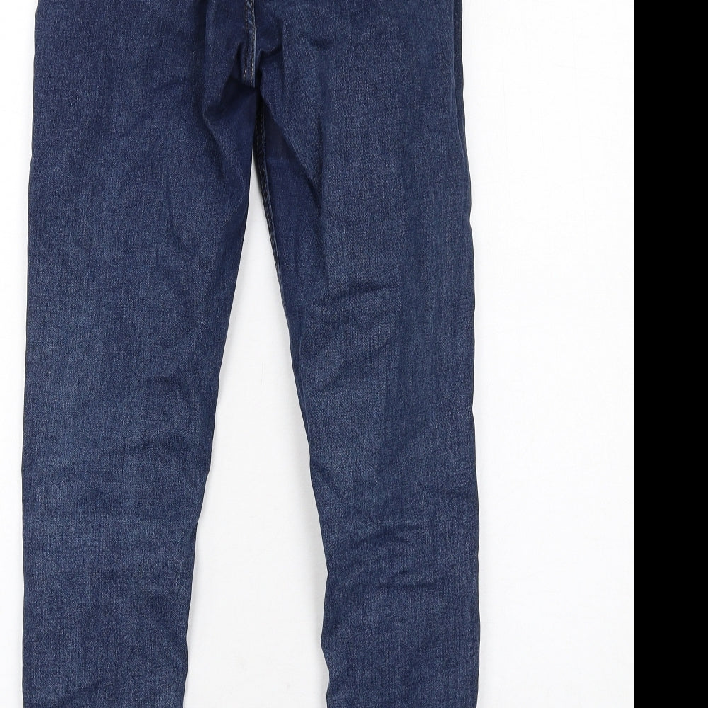 Topshop Womens Blue Cotton Skinny Jeans Size 10 L34 in Regular Zip