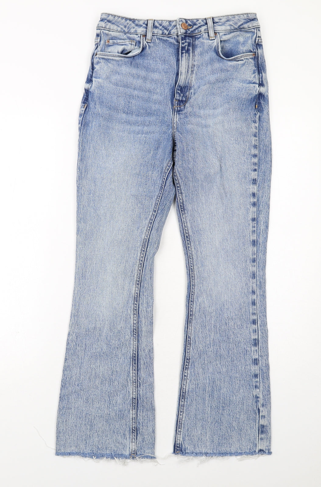 New Look Womens Blue Cotton Bootcut Jeans Size 10 Regular Zip