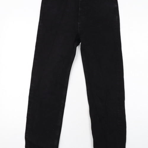 Marks and Spencer Womens Black Cotton Straight Jeans Size 8 Regular Zip