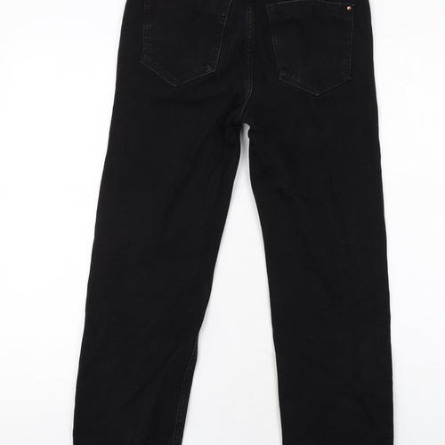 Marks and Spencer Womens Black Cotton Straight Jeans Size 8 Regular Zip